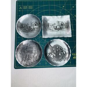 Lot of 4 Different Wendell August Forge Coasters/Tray Aluminum Handmade READ